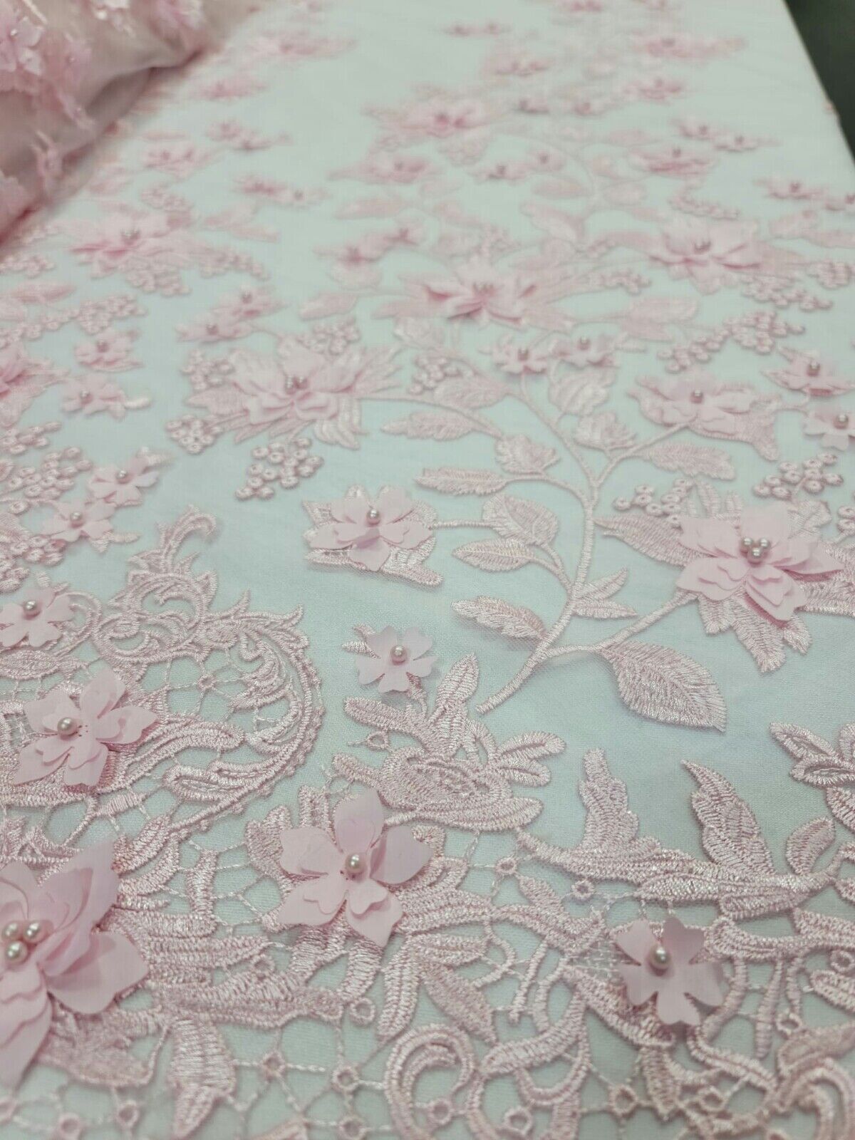 Pink 3D Floral Lace