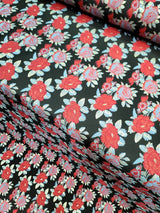 Brocade Jacquard Floral Black Fabric