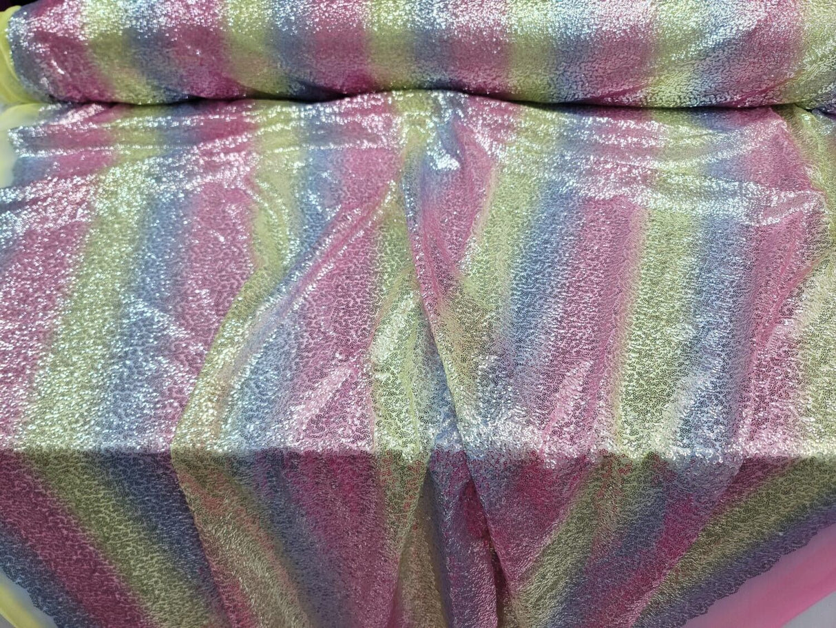 Sequin Fabric Vibrant Rainbow by the Yard