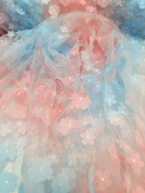 3D Floral Lace Multicolor Coral Blue