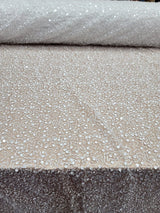 White Beaded Lace Fabric