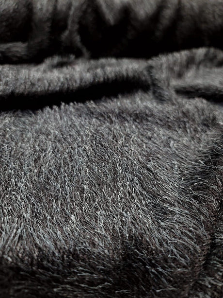 Stretch Faux Shaggy Fabric Eyelash Black Teal
