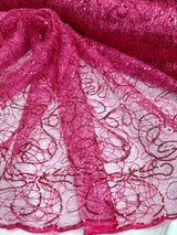 Sequin Mesh Fabric Spider Webs Fuchsia