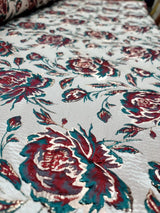 Red Brocade Floral Jacquard Fabric