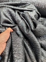 Brocade Jacquard Fabric Charcoal Gray Metallic