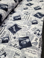Cotton Newspaper Print Fabric Black and White