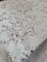 Metallic Floral Brocade Fabric Beige Pink Flowers