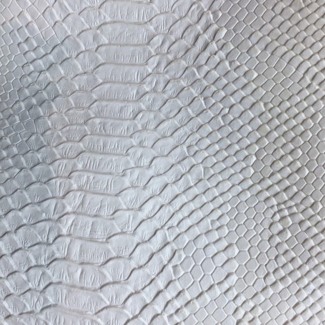 White Faux Viper Sopythana Snake Skin Vinyl Fabric,