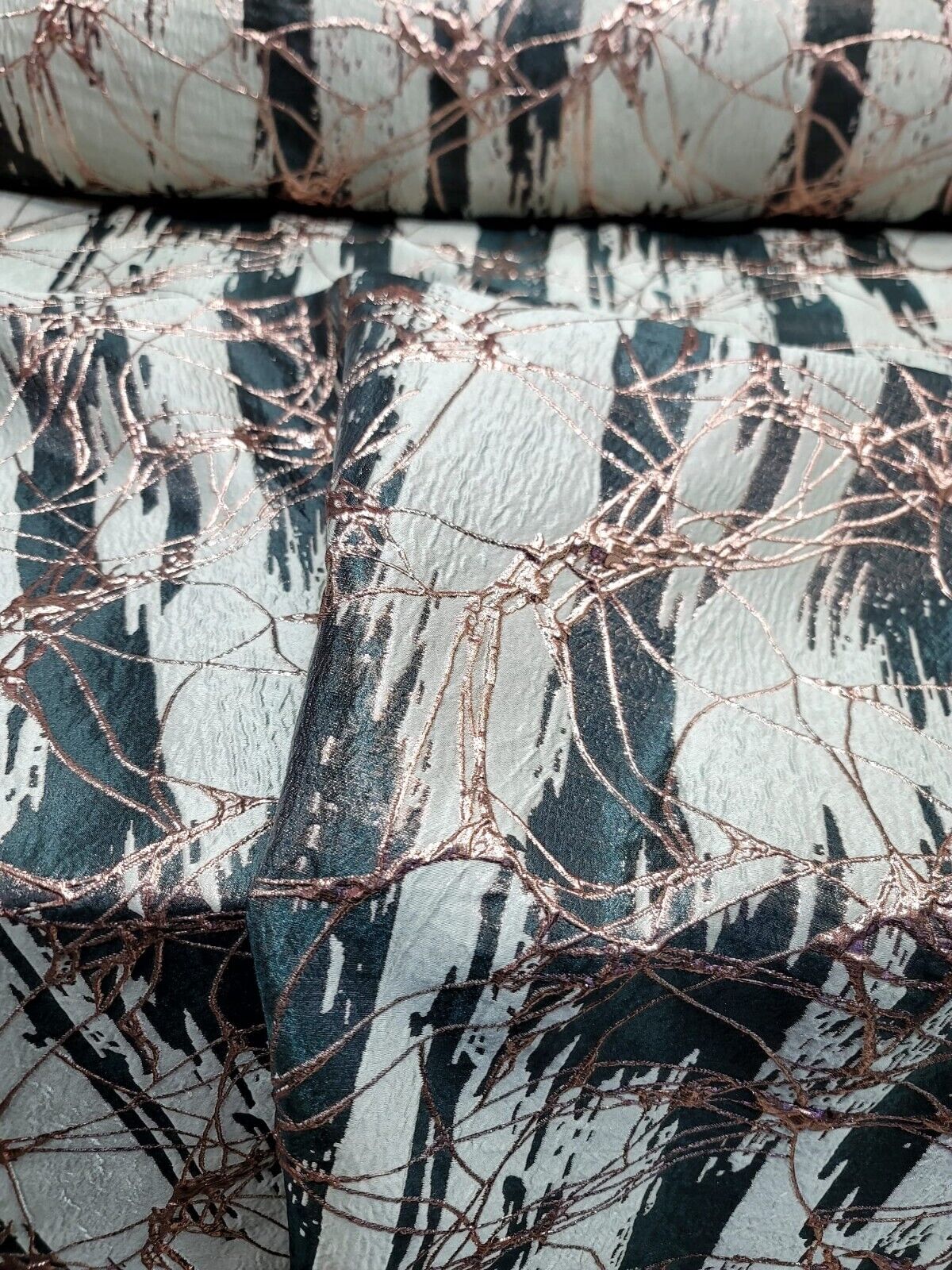 Metallic Brocade Fabric Hunter Green Sage Gold