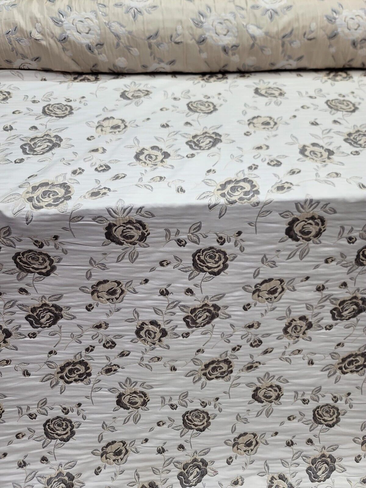 Brocade Jacquard Floral Fabric Beige Gold