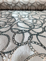 Brocade Jacquard Fabric Gold Metallic Chain Geometric Pattern