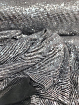 Sequin Stretch Mesh Fabric Silver on Black