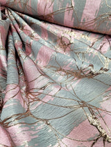 Brocade Jacquard Metallic Gray Pink Rose Gold