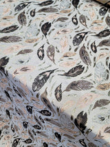 Brocade Metallic Brocade Fabric Beige Blush Leaves