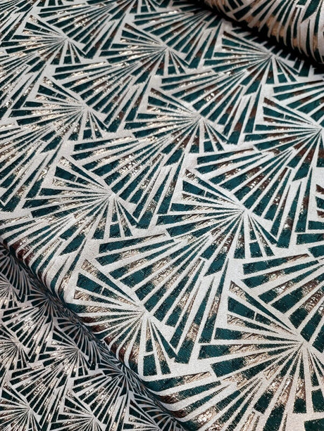 Brocade Jacquard Metallic Geometric Fabric