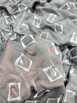 Embroidered Silk Chiffon Polyester Fabric Gray