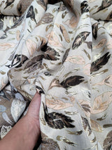 Brocade Metallic Brocade Fabric Beige Blush Leaves