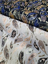 Brocade Metallic Brocade Fabric Beige Blush Leaves