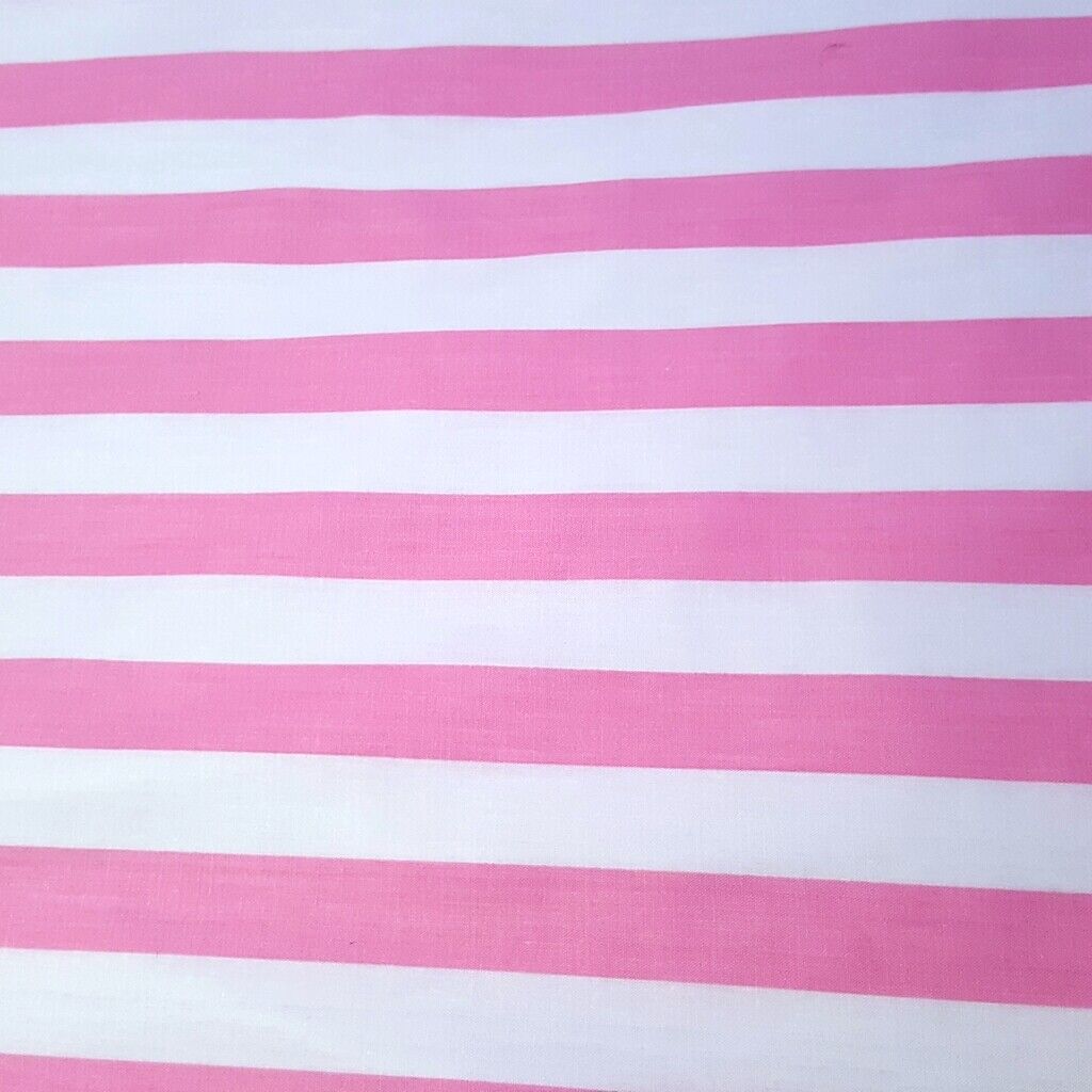 1″ One Inch Pink and White Stripes Poly Cotton Fabric,