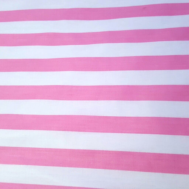 1″ One Inch Pink and White Stripes Poly Cotton Fabric,