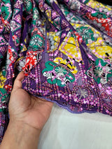 African Lace Lavender Embroidery Sequins Lace Fabric