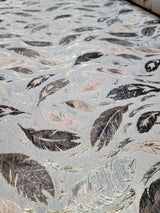 Brocade Metallic Brocade Fabric Beige Blush Leaves