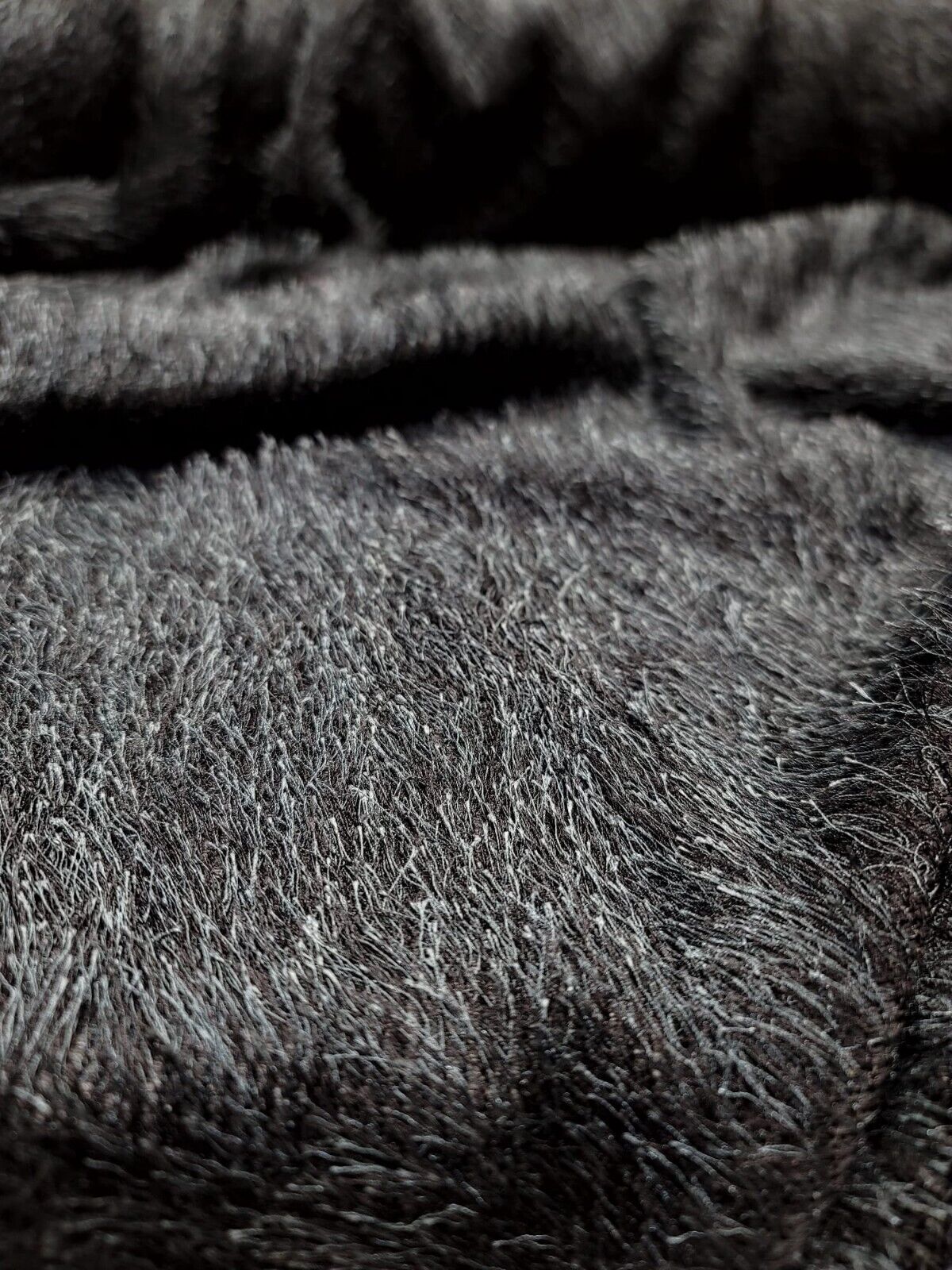 Stretch Faux Shaggy Fabric Eyelash Black Teal