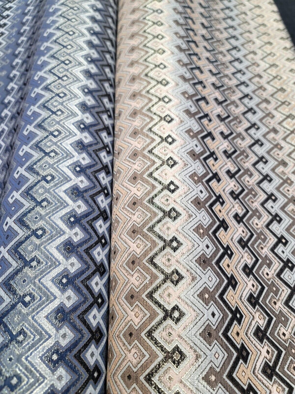 Metallic Brocade Fabric Teal Gold