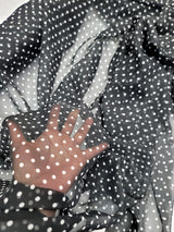Sheer Chiffon White Polka-Dot Fabric