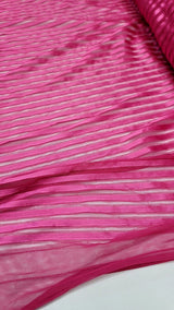 Embroidered Lace Fabric Fuchsia Ribbon Mesh