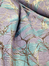 Brocade Jacquard Lavender Blue Rose Gold Metallic