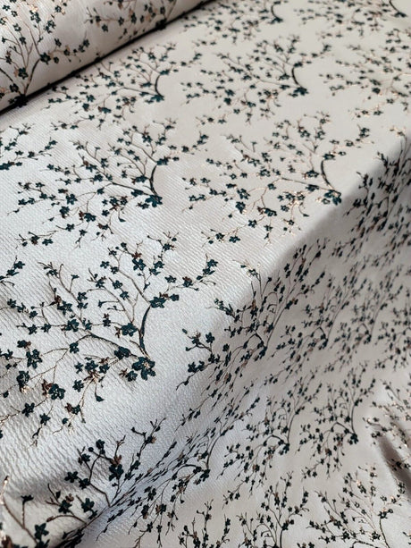 Floral Brocade Jacquard Fabric Hunter Green