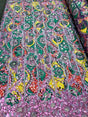 African Lace Lavender Embroidery Sequins Lace Fabric
