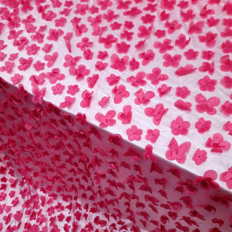 3D Floral Lace Fuchsia with Butterflies