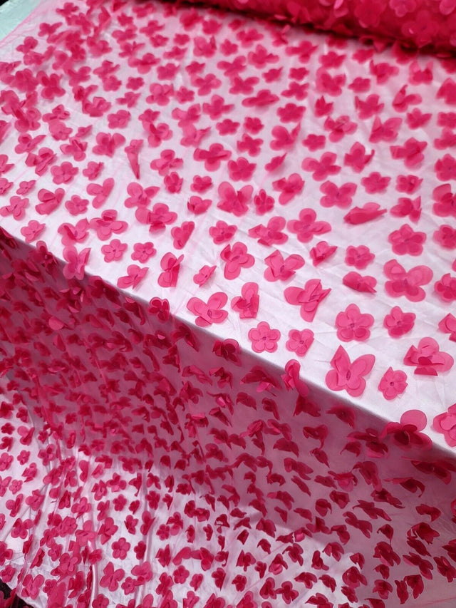 3D Floral Lace Fuchsia with Butterflies