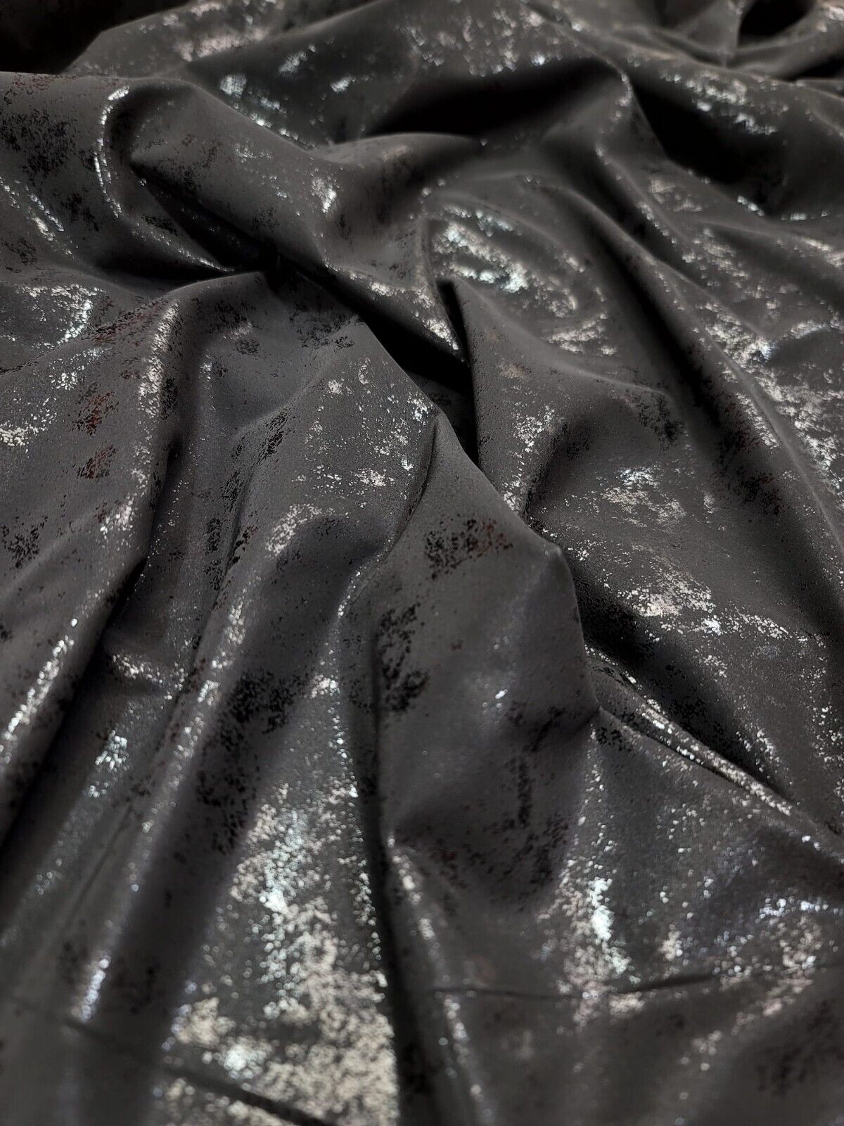 Black Spandex Fabric - Tie Dye Matte Shine
