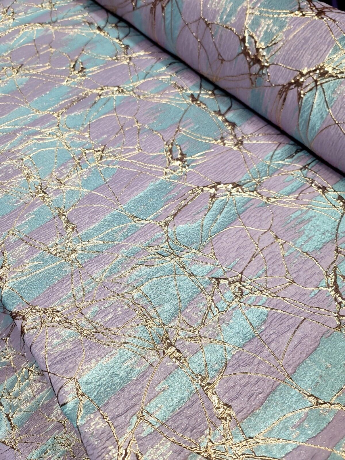 Brocade Jacquard Lavender Blue Rose Gold Metallic