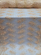 Beaded 3D Floral Lace Pale Yellow