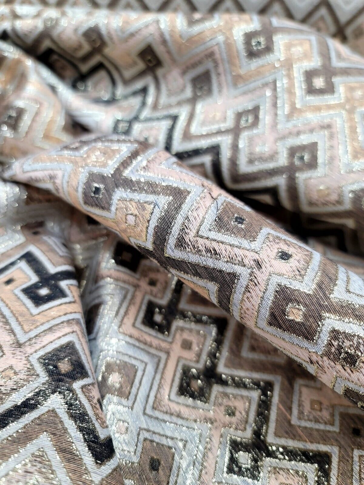 Metallic Brocade Fabric Teal Gold