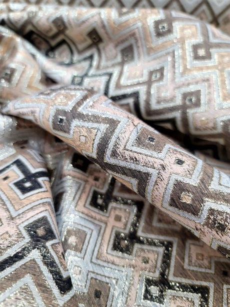 Metallic Brocade Fabric Teal Gold
