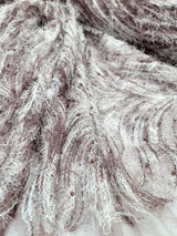 Embroidered Pearl Mesh Lace Fabric Mauve