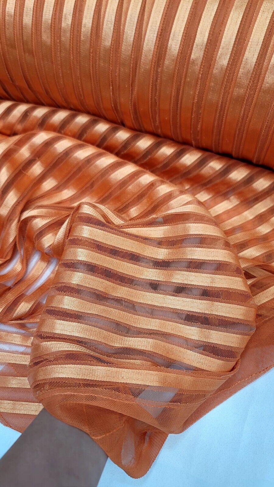 Orange Stretch Lace Fabric