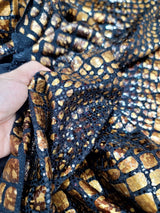 Sequin Stretch Fabric Brown Golden Desert Python Print