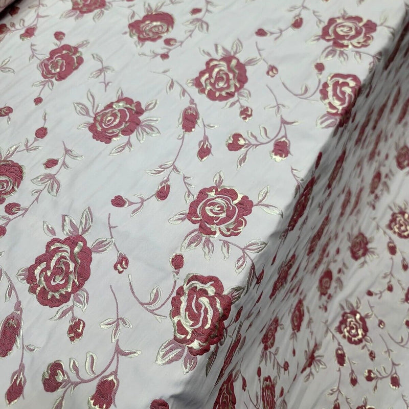 Brocade Jacquard Metallic Floral Fabric