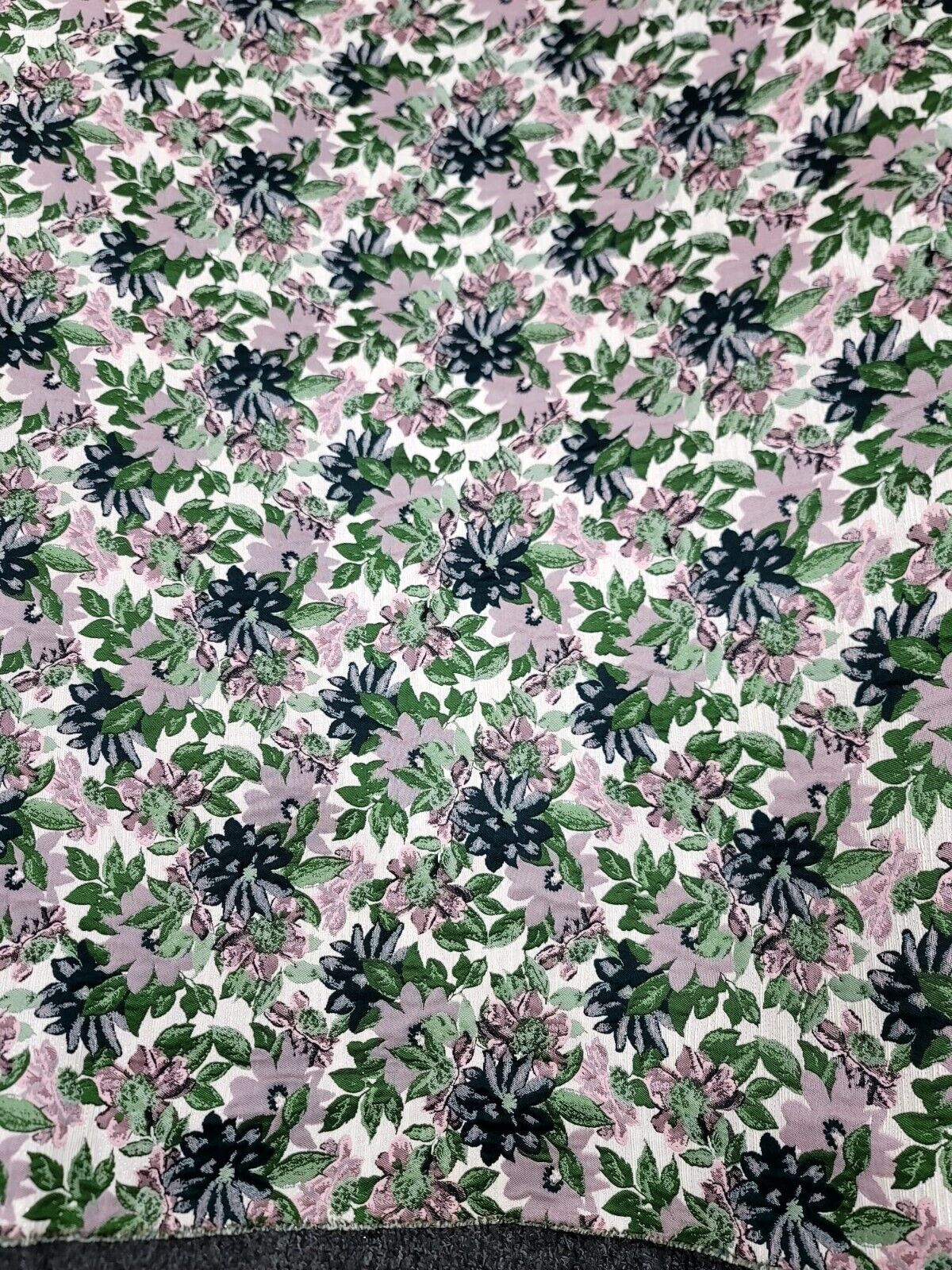 Brocade Jacquard Floral Chenille Fabric Mauve Green
