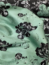 Brocade Jacquard Floral Fabric Sage Green Silver Black