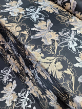 Brocade Jacquard Floral Fabric Gold Silver Black