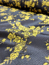 Floral Brocade Fabric Yellow Black