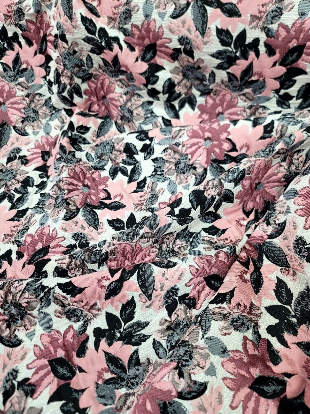 Brocade Jacquard Floral Chenille Fabric Dusty Rose Mauve
