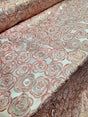 Brocade Jacquard Floral Coral Gold
